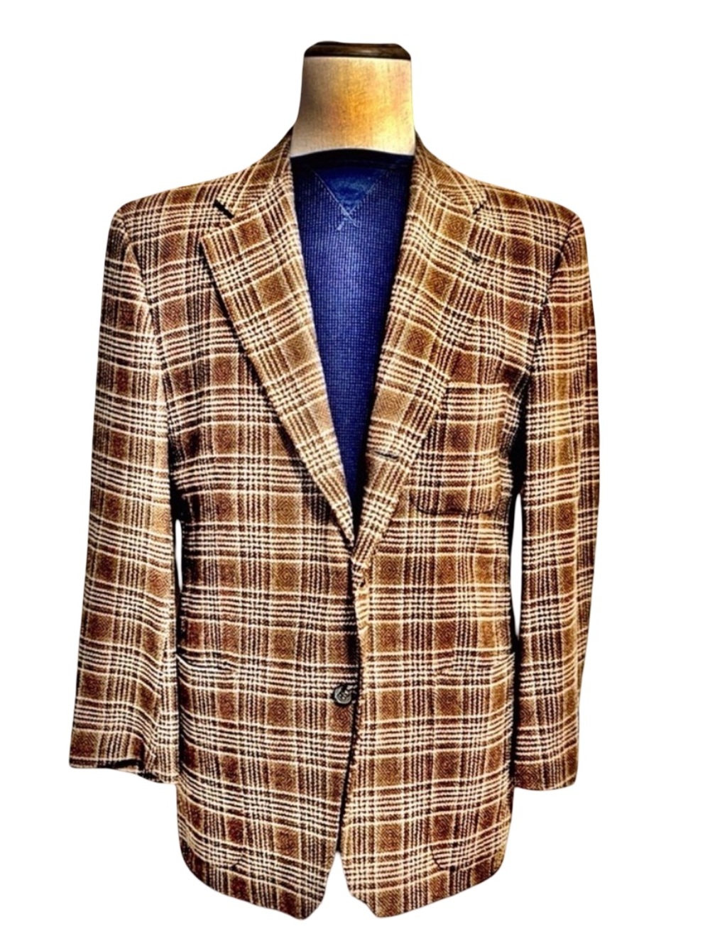 Joseph Abboud 100% Wool Brown Plaid Blazer | 40R | Classic Tailored Sport Coat